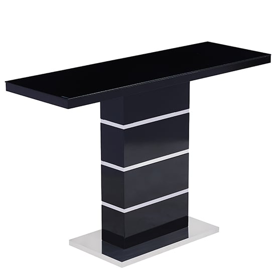 Parini High Gloss Console Table In Black With Glass Top_2
