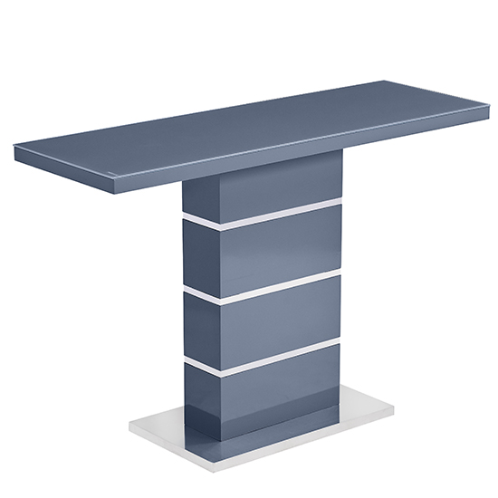 Parini High Gloss Console Table In Grey With Glass Top