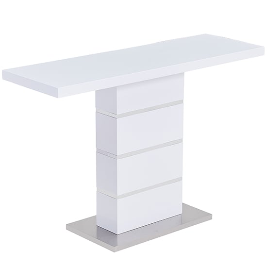 Parini Rectangular High Gloss Console Table In White_2