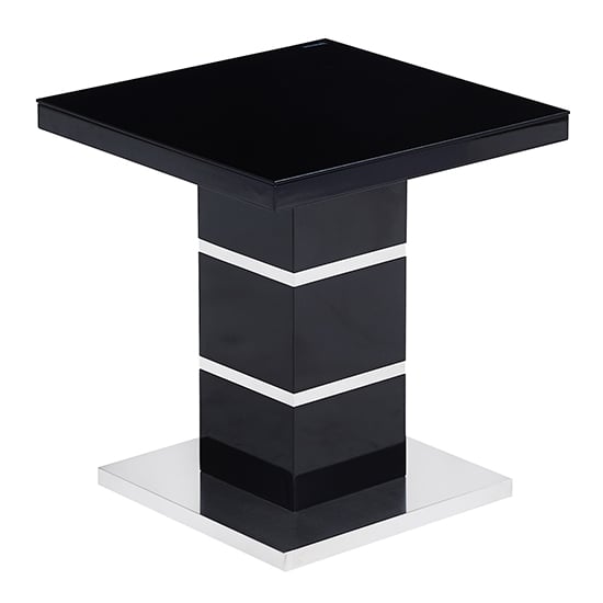 Parini High Gloss Lamp Table In Black With Glass Top_2