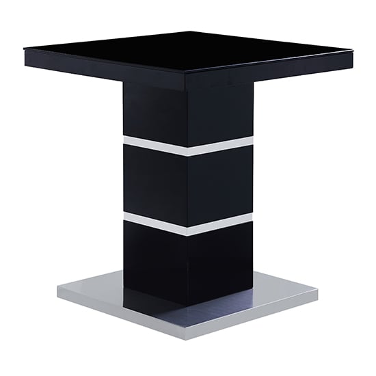 Parini Square Glass Top High Gloss Lamp Table In Black_3