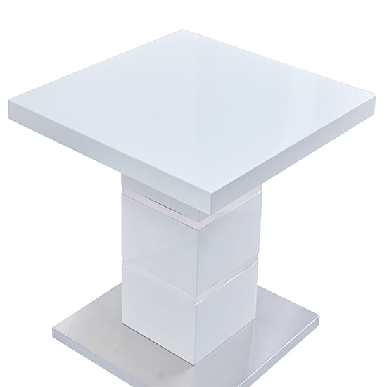 Parini Square Glass Top High Gloss Lamp Table In White_3