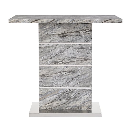 Parini High Gloss Bar Table Rectangular In Melange Marble Effect