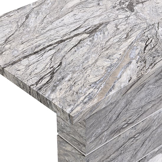 Parini High Gloss Bar Table Rectangular In Melange Marble Effect