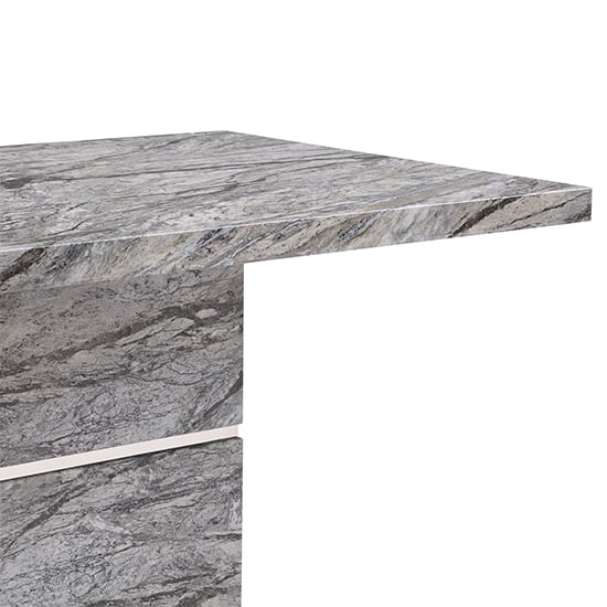 Parini High Gloss Bar Table Rectangular In Melange Marble Effect