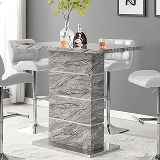 Product photograph of Parini High Gloss Bar Table Rectangular In Melange Marble Effect from Furniture in Fashion