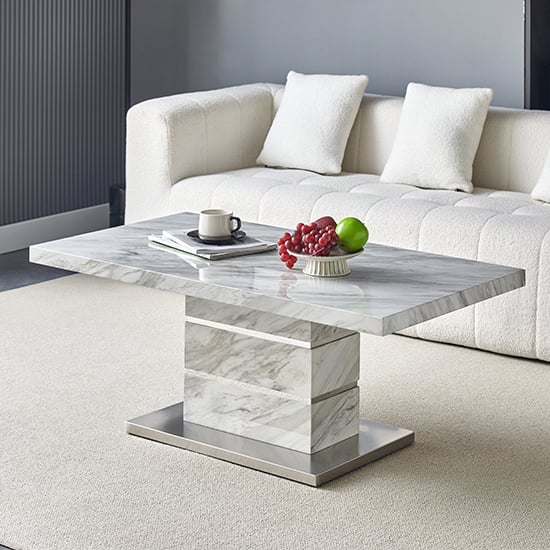 Product photograph of Parini High Gloss Coffee Table In Magnesia Marble Effect from Furniture in Fashion