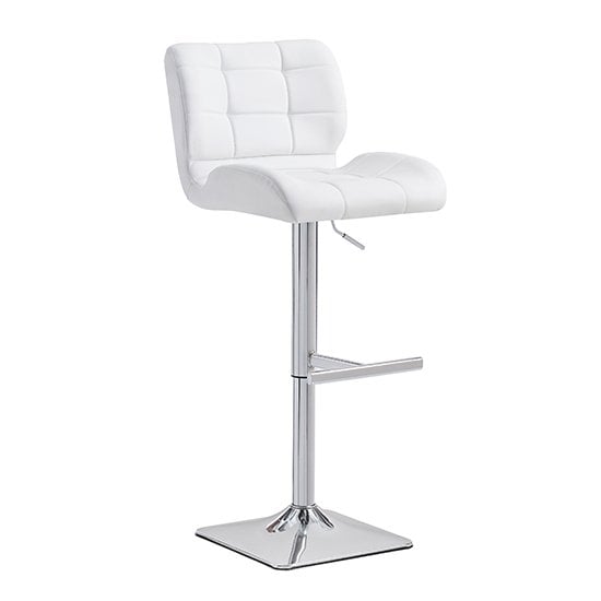 Parini White Gloss Bar Table With 4 Candid White Stools_3