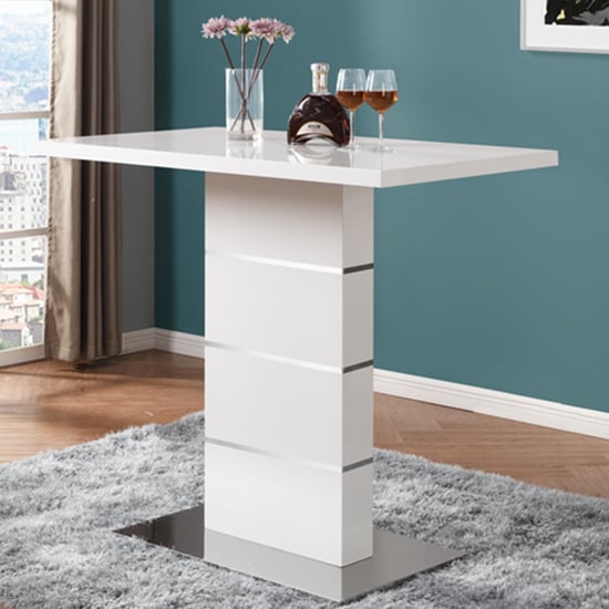 Parini White Gloss Bar Table With 4 Ripple White Stools Furniture in Fashion