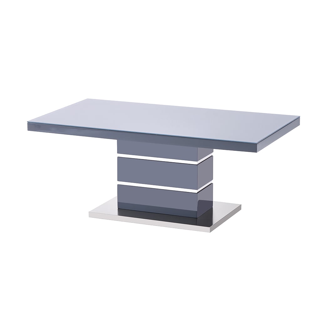 Parini High Gloss Coffee Table In Grey With Glass Top