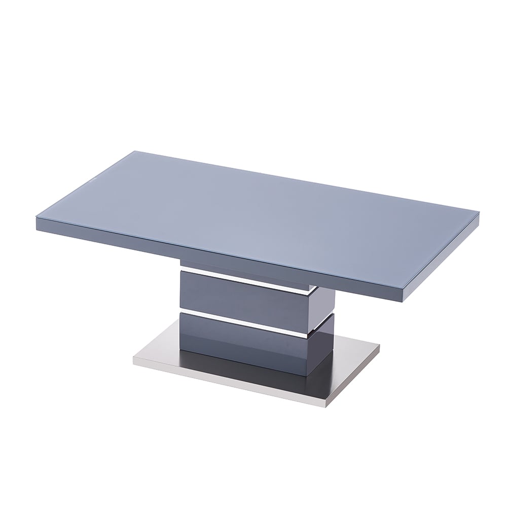 Parini High Gloss Coffee Table In Grey With Glass Top