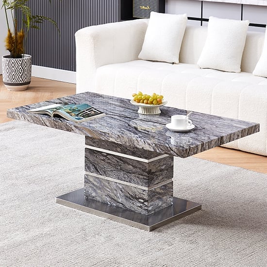 Product photograph of Parini High Gloss Coffee Table In Melange Marble Effect from Furniture in Fashion