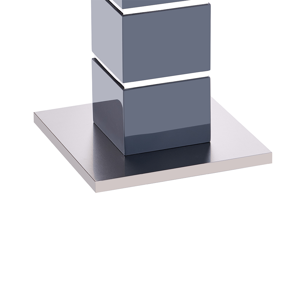 Parini High Gloss Lamp Table In Grey With Glass Top