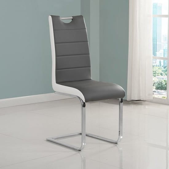 Parini Small Extending White Dining Table 6 Petra Grey White Chairs