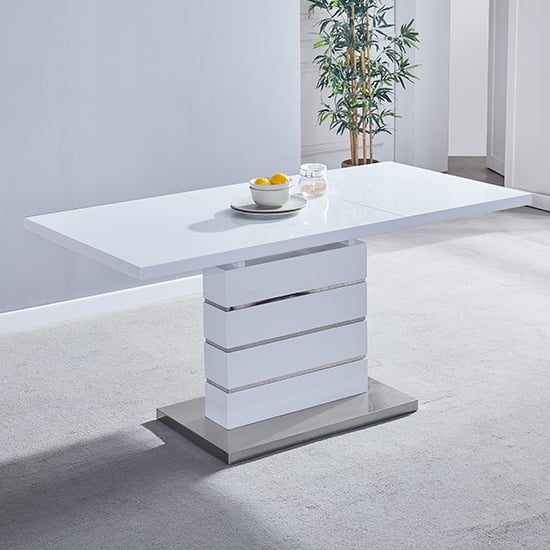 Parini Small Extending White Dining Table 6 Vesta Black Chairs