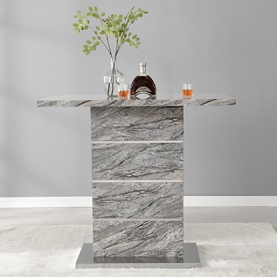 Parini Melange Marble Effect Bar Table 4 Candid Grey Stools
