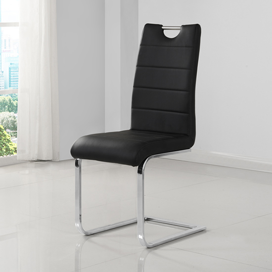 Parini Small Extending White Dining Table 4 Petra Black Chairs