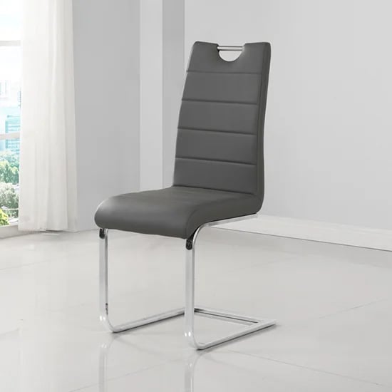 Parini Small Extending White Dining Table 4 Petra Grey Chairs