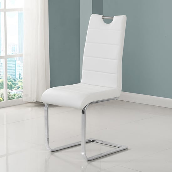 Parini Small Extending White Dining Table 4 Petra White Chairs