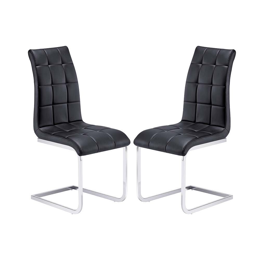 Paris Black Faux Leather Dining Chairs In Pair