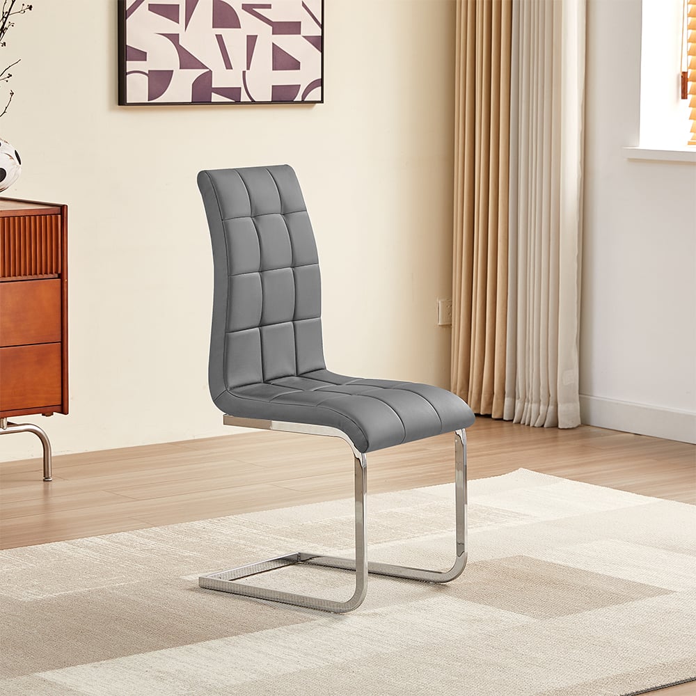 Paris Faux Leather Dining Chair In Grey