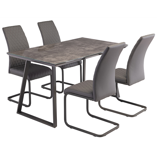 Paroz Wooden Dining Table With 4 Huskon Grey Chairs thumbnail