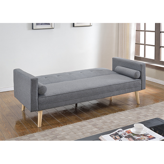 Parlan Linen Fabric Sofa Bed In Light Grey_2