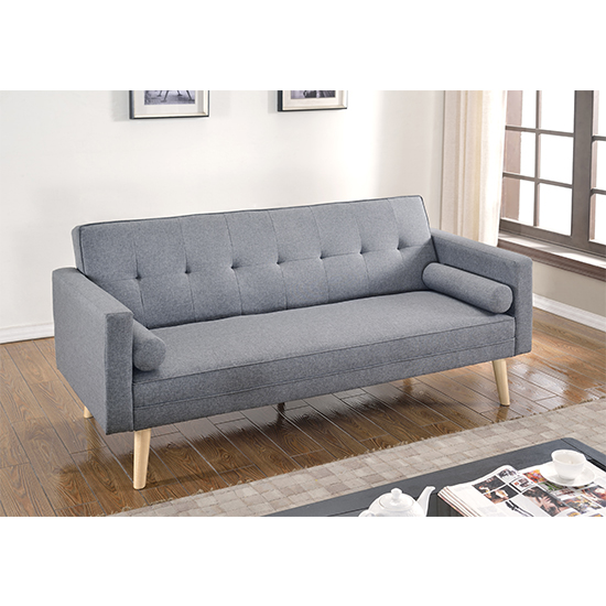 Parlan Linen Fabric Sofa Bed In Light Grey_1
