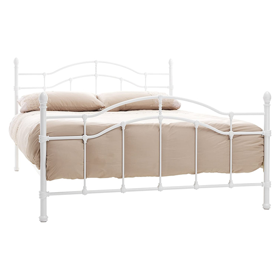 Paris Metal Double Bed In White Gloss