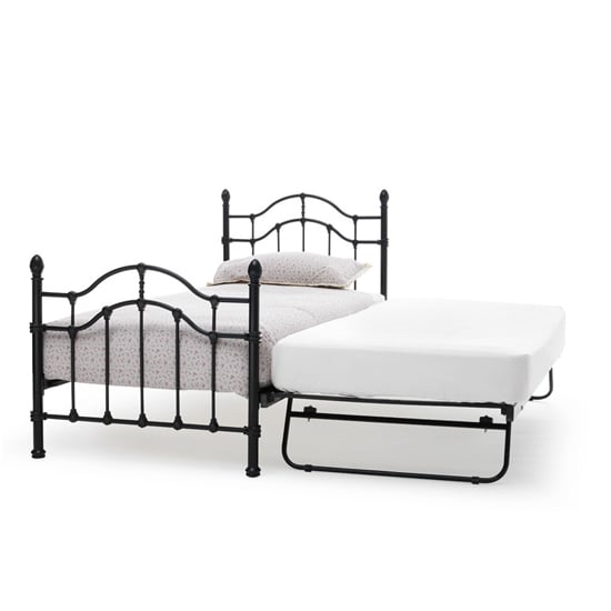 Paris Metal Single Bed With Guest Bed In Black_3