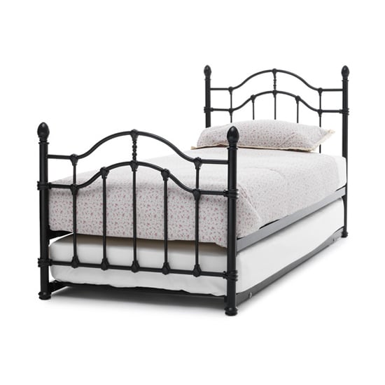 Paris Metal Single Bed With Guest Bed In Black_1