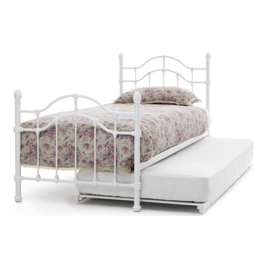 Paris Metal Single Bed With Guest Bed In White Gloss_2