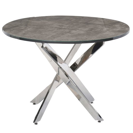 Paroz Round Wooden Dining Table 4 Lanlos Grey Fabric Chairs_2