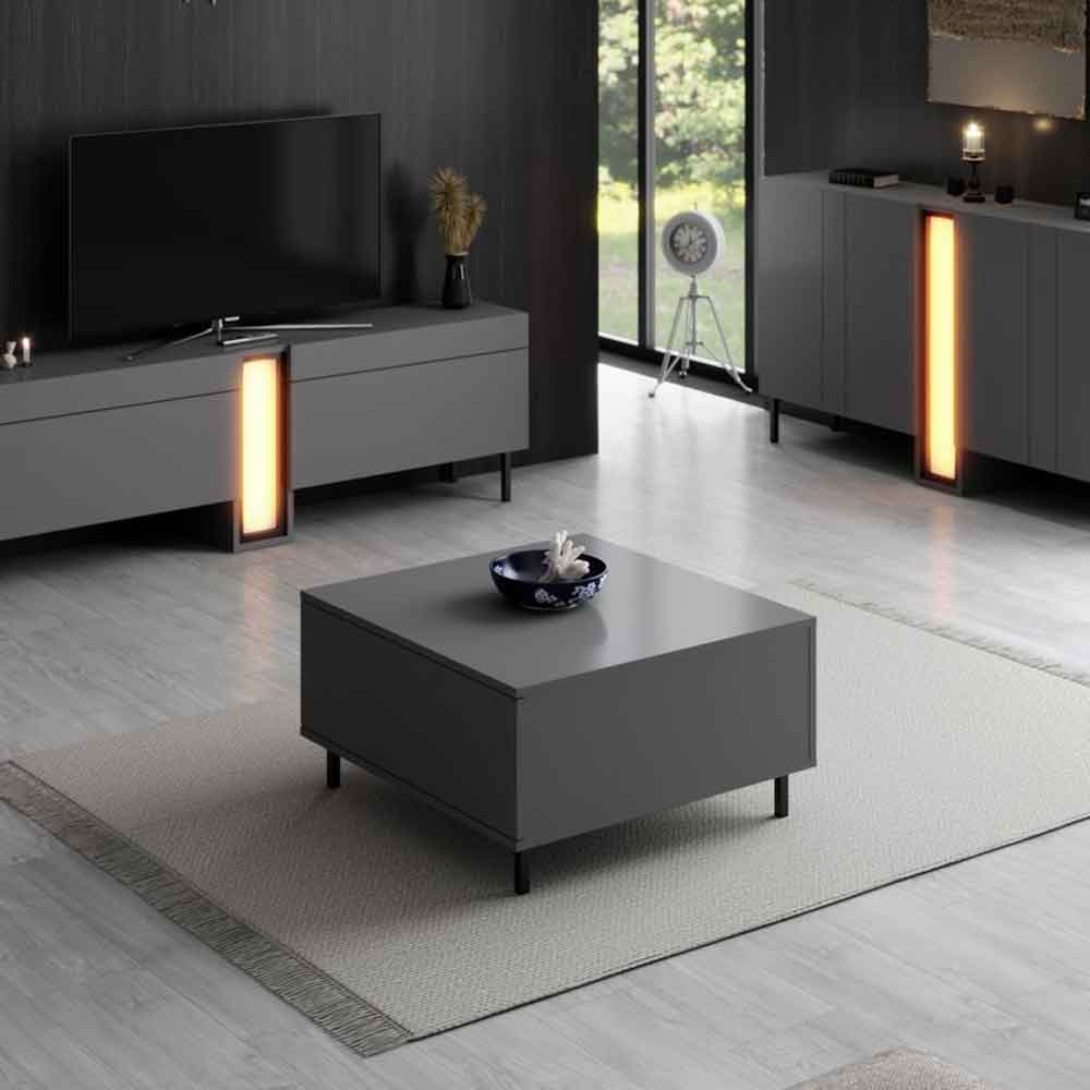 Paris Square Wooden Coffee Table in Anthracite
