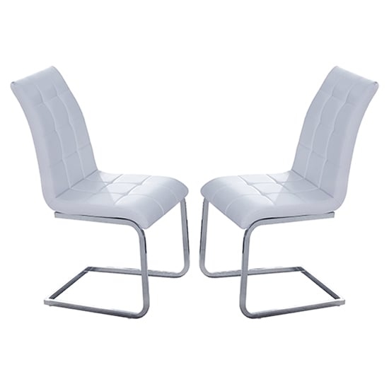 Paris White Faux Leather Dining Chairs In Pair Furniture in Fashion