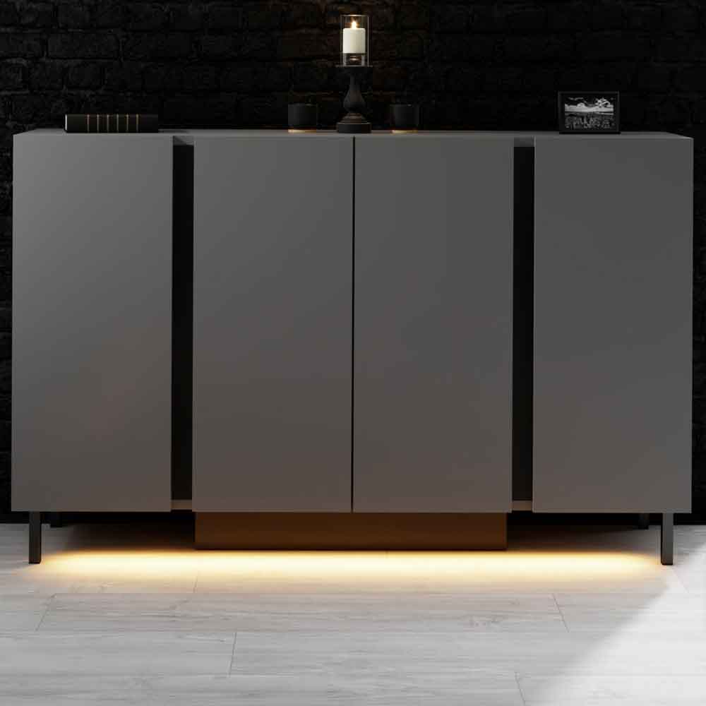 Paris Wooden LED Sideboard with 4 Doors in Anthracite