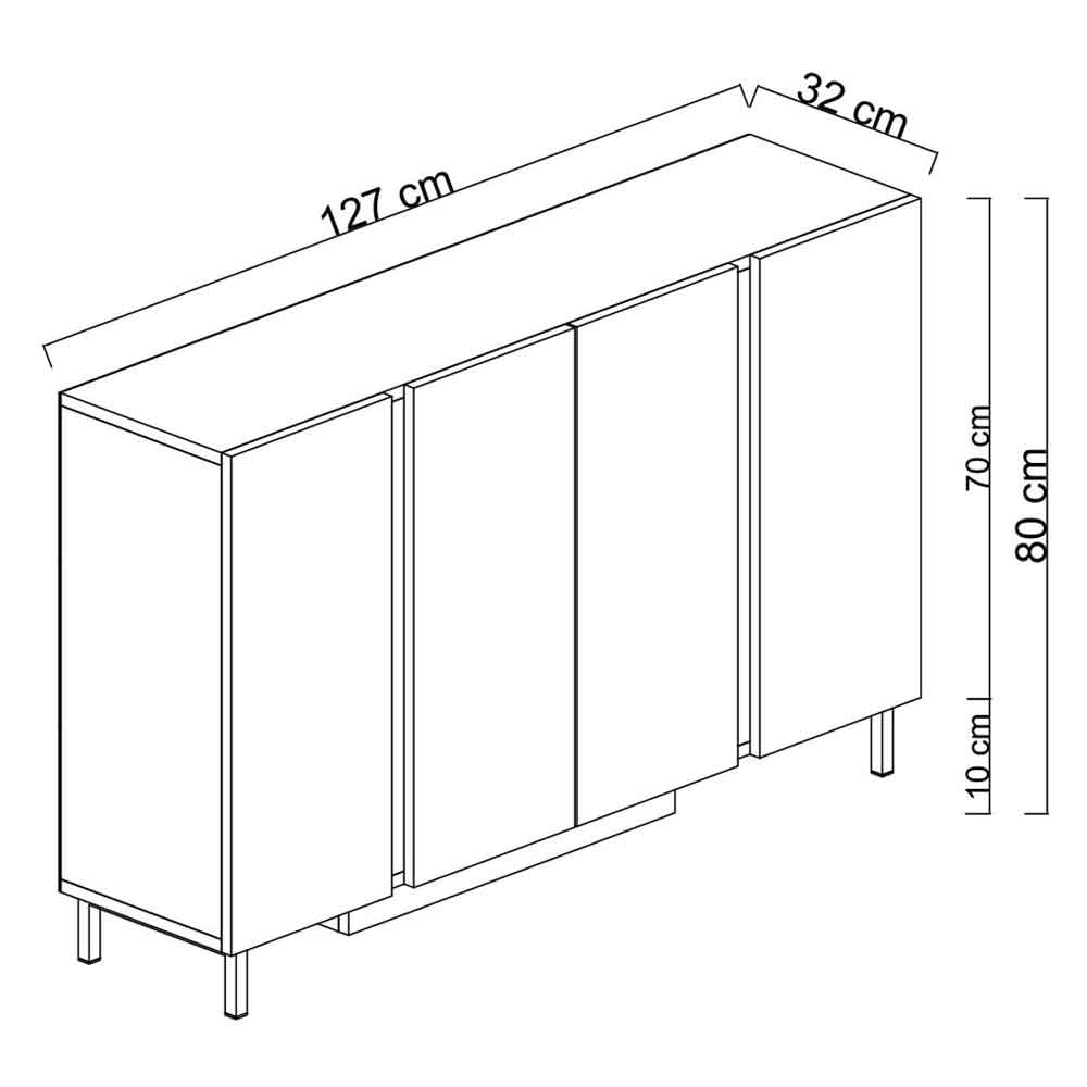 Paris Wooden LED Sideboard with 4 Doors in Anthracite