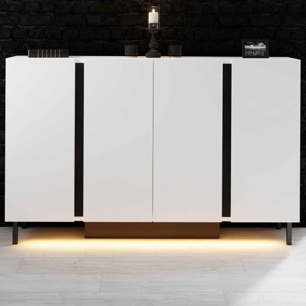 Paris Wooden LED Sideboard with 4 Doors in White