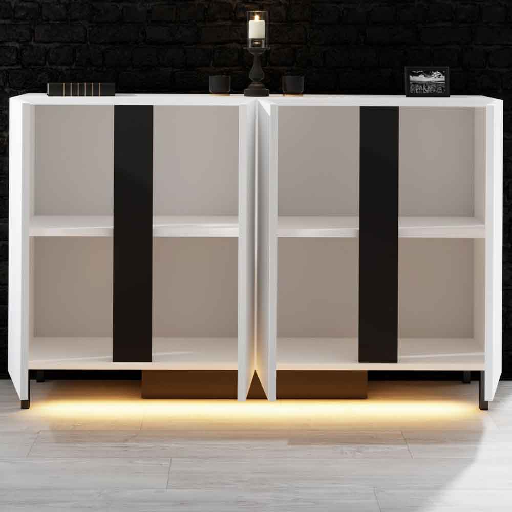 Paris Wooden LED Sideboard with 4 Doors in White