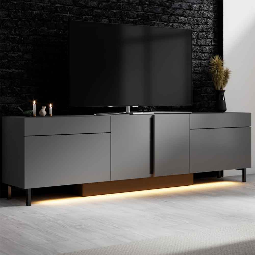 Paris Wooden LED TV Stand with 4 Doors in Anthracite