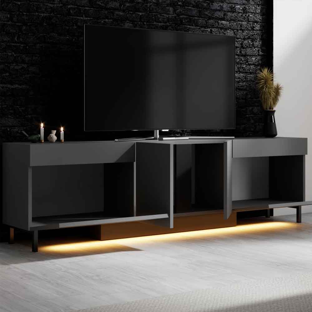 Paris Wooden LED TV Stand with 4 Doors in Anthracite