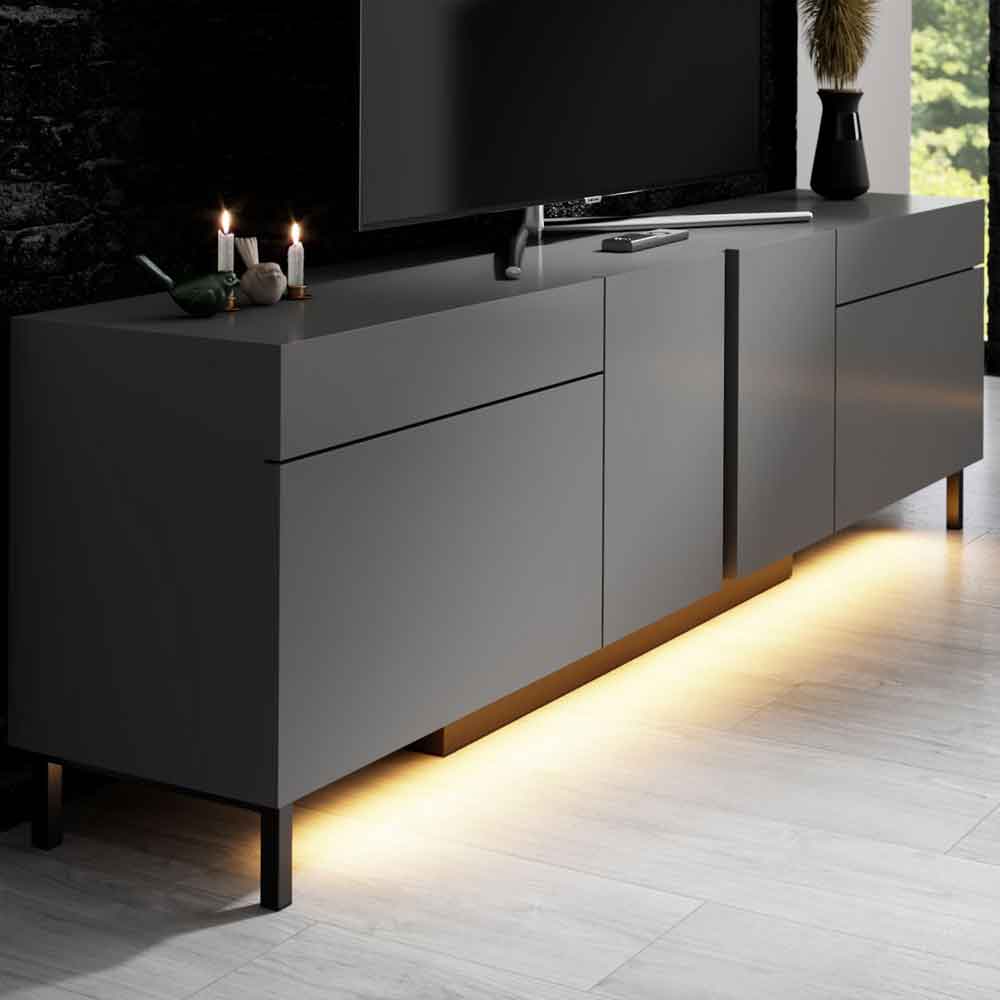 Paris Wooden LED TV Stand with 4 Doors in Anthracite