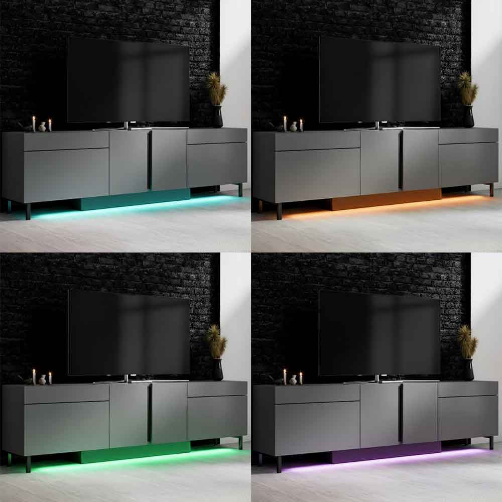 Paris Wooden LED TV Stand with 4 Doors in Anthracite