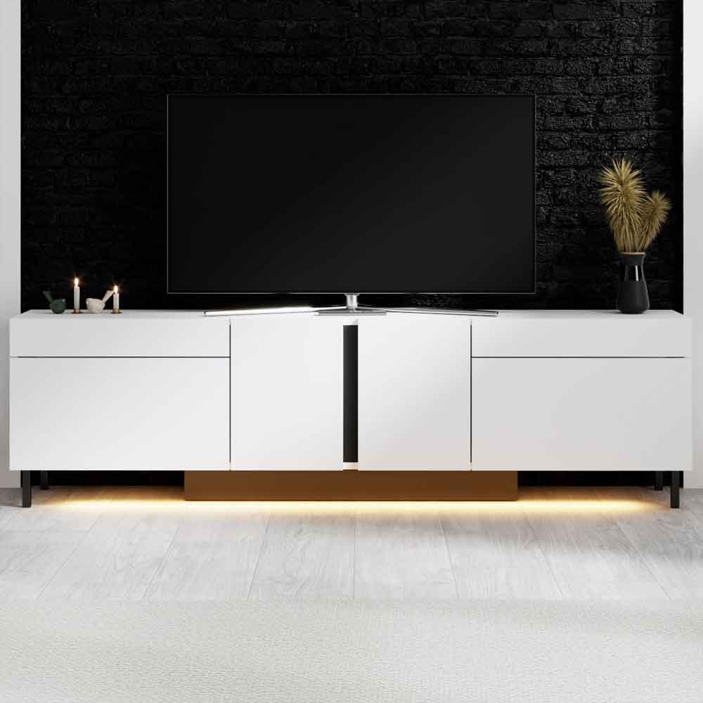 Paris Wooden LED TV Stand with 4 Doors in White