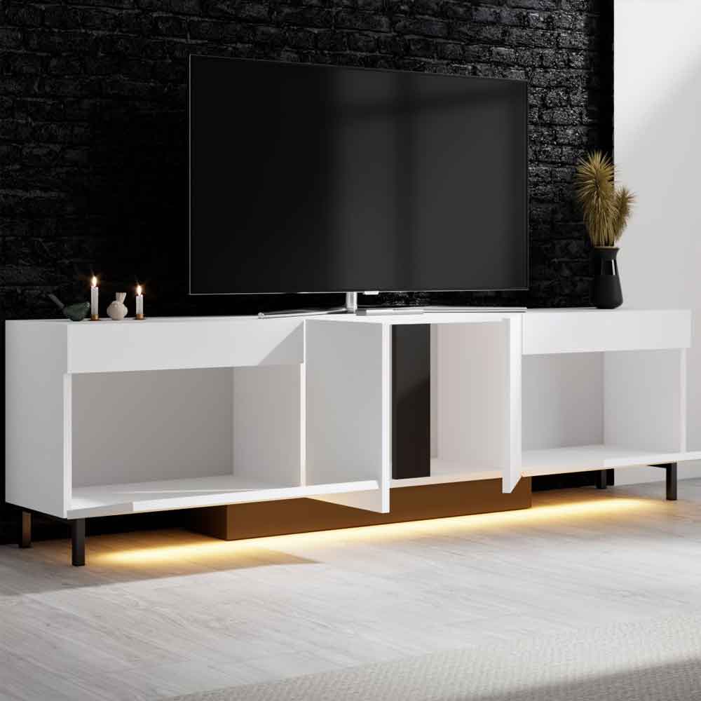 Paris Wooden LED TV Stand with 4 Doors in White