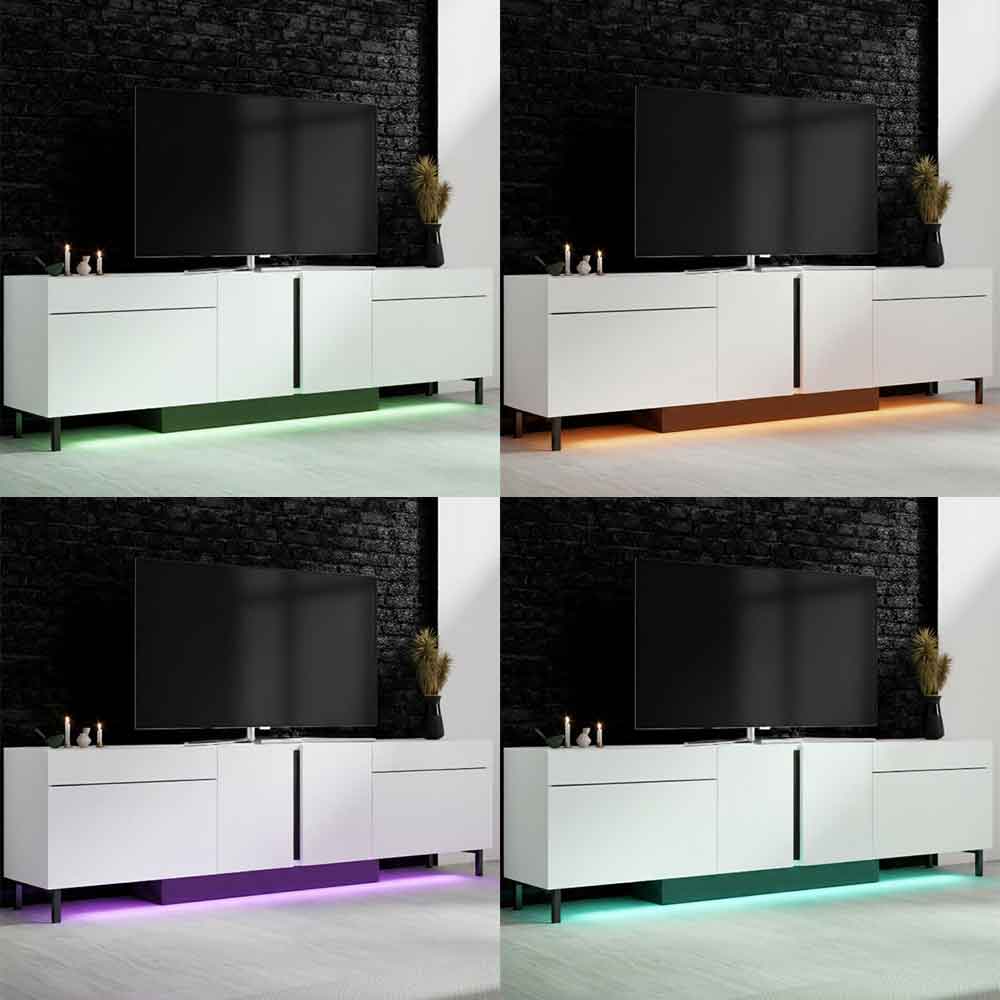 Paris Wooden LED TV Stand with 4 Doors in White