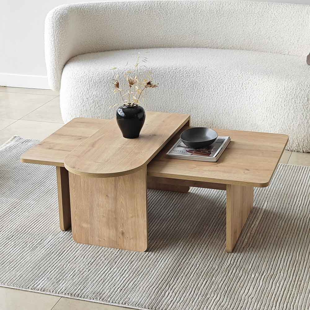 Paris Wooden Nesting Coffee Tables in Sapphire Oak