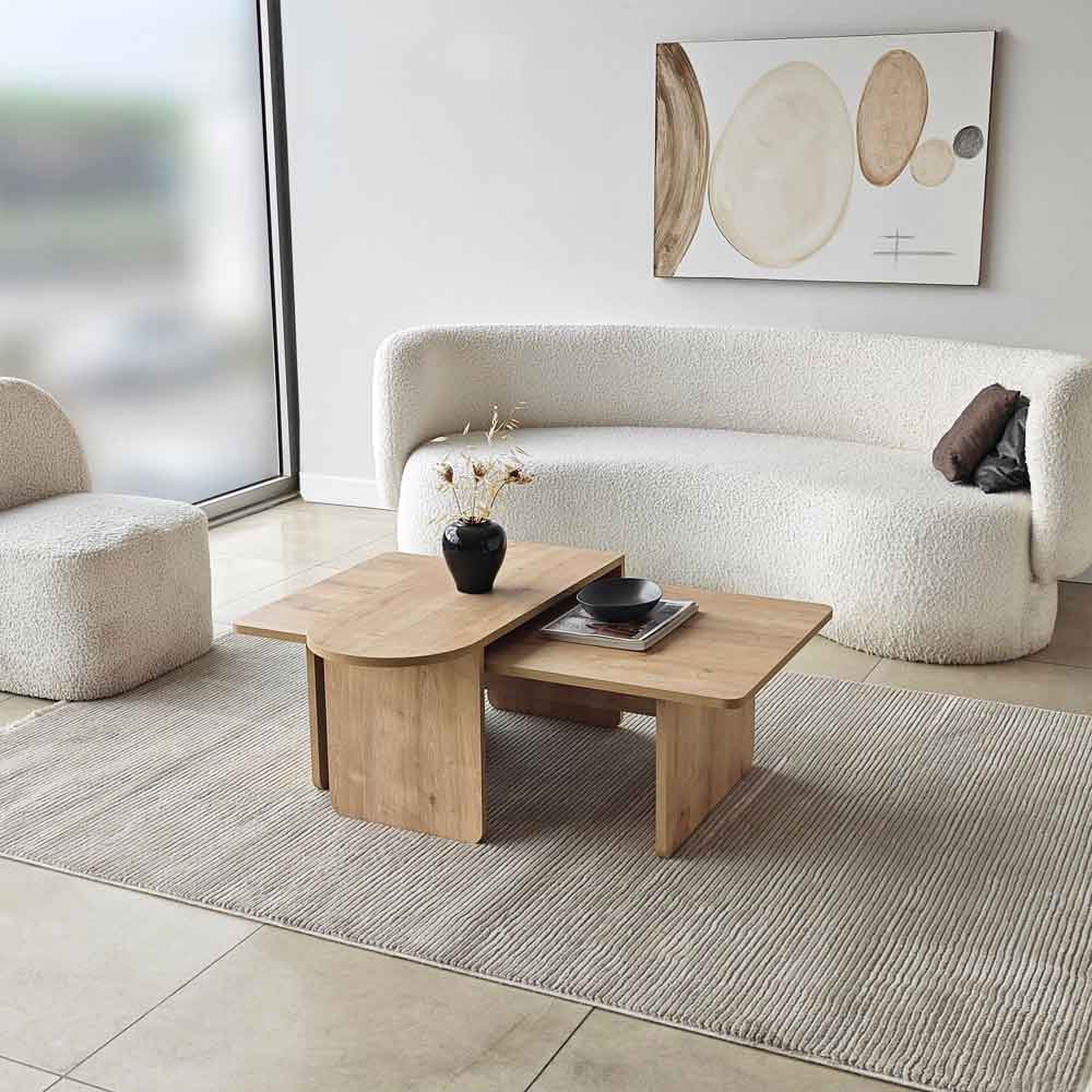 Paris Wooden Nesting Coffee Tables in Sapphire Oak