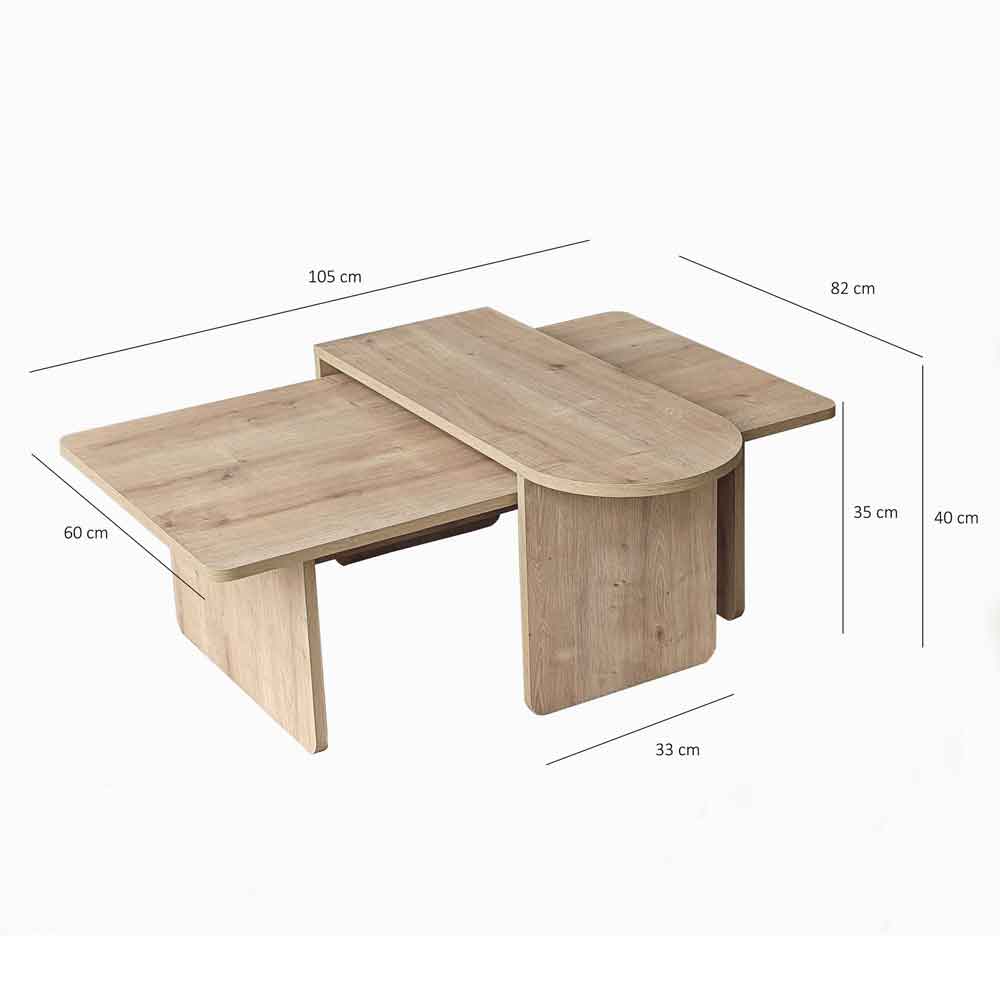 Paris Wooden Nesting Coffee Tables in Sapphire Oak