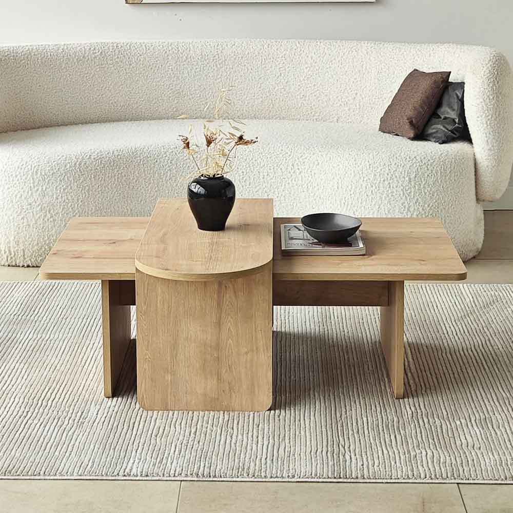 Paris Wooden Nesting Coffee Tables in Sapphire Oak